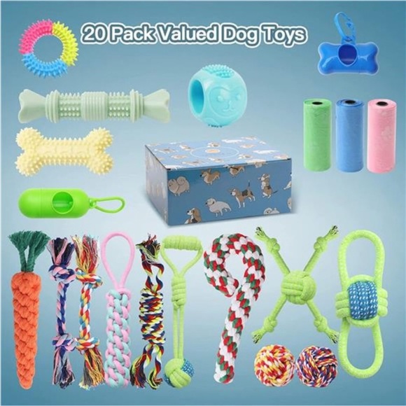 Dog Chew Toys for Puppy Teething - 20 Pack Indestructible Pet Dog Toys for Puppy - Picture 6 of 8